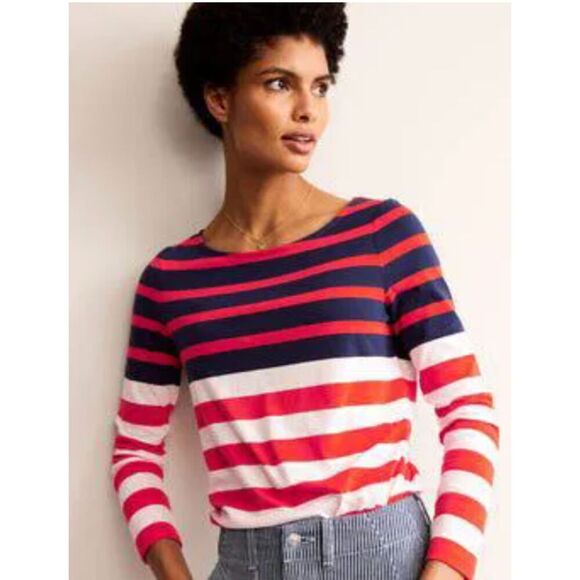 Boden Red White Blue Longsleeve Top Size 4 - Picture 5 of 6